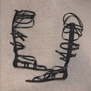 Strappy, knee-high gladiator sandals, size 8.5